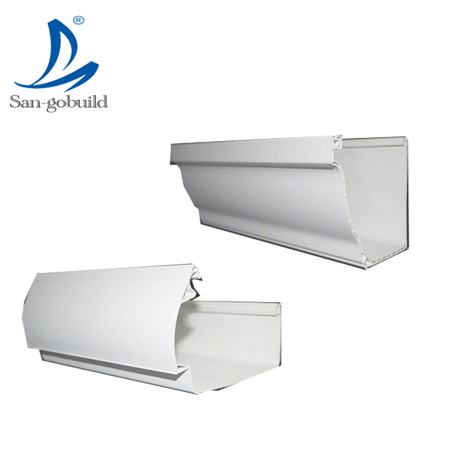 Roof drain system price slope roof PVC rainwater guttering black color 5.2inch k-style gutter bracket and fittings