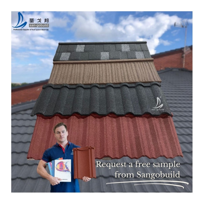 Roof Panel Shingle 0.45mm Aluminum Zinc Steel Sheet Building Material Stone Coated Metal Roof Tiles on Sale