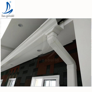 Roof drain system price slope roof PVC rainwater guttering black color 5.2inch k-style gutter bracket and fittings