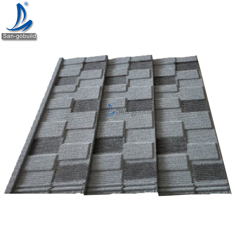 Ghana Natural Stone Coated Zinc Steel Roofing Tiles Long Span Waterproofing Materials 0.4 gauge