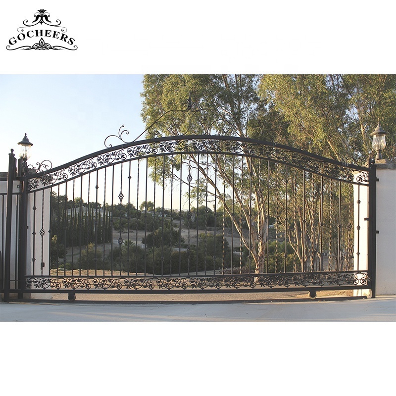 GC beautiful flower design wrught iron swing gate metal electric gate cast aluminum gate