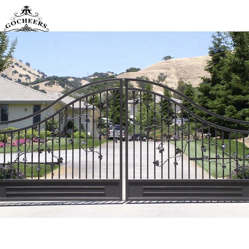 GC beautiful flower design wrught iron swing gate metal electric gate cast aluminum gate