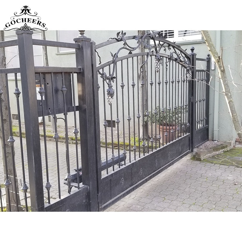 GC beautiful flower design wrught iron swing gate metal electric gate cast aluminum gate