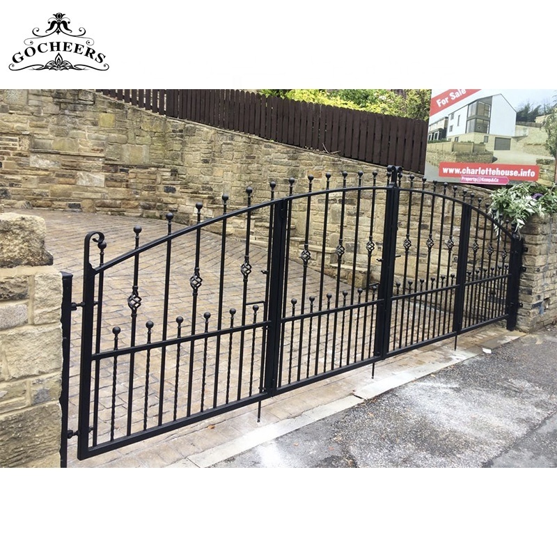 GC iron fence gate outdoor wrought iron automatic swing gate opener motor for houses