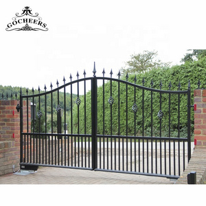 GC iron fence gate outdoor wrought iron automatic swing gate opener motor for houses