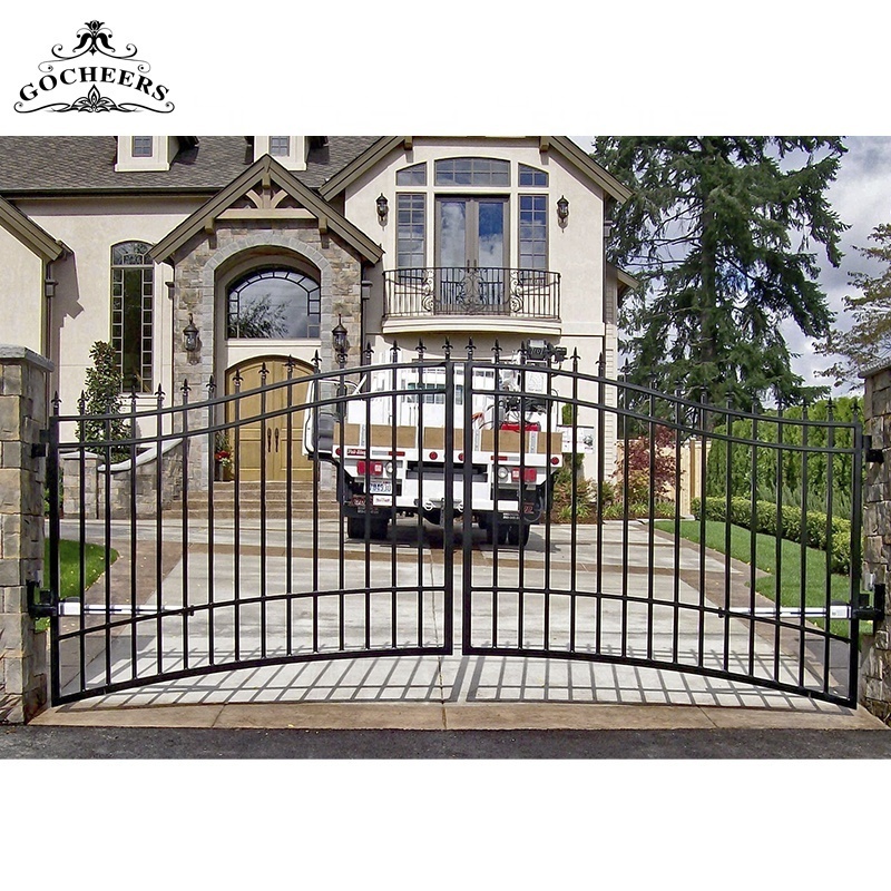 GC wrought iron driveway gate villa swing gates steel wheels for sliding metal gates