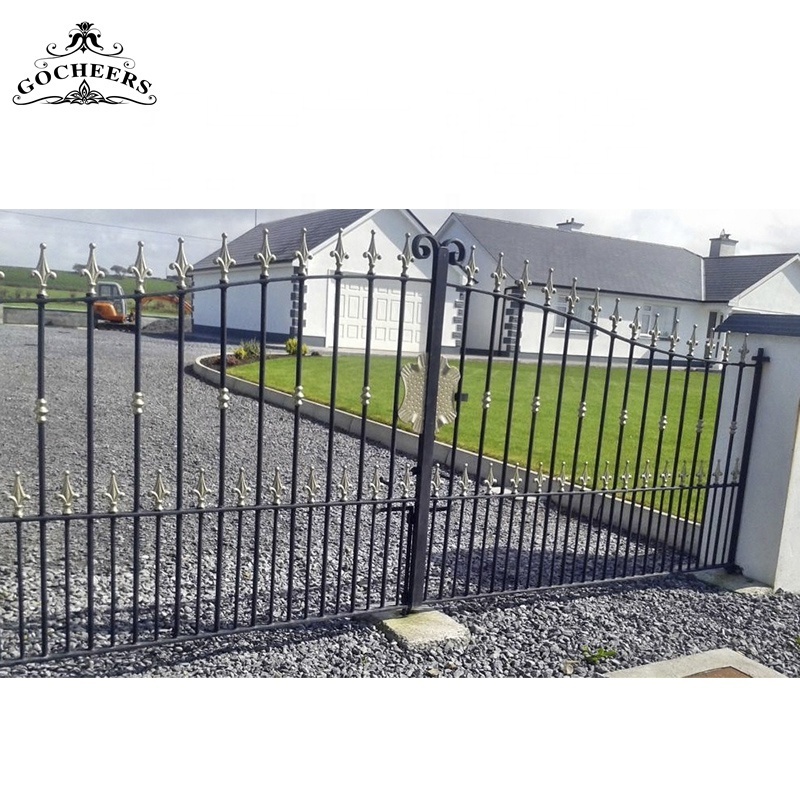 GC wrought iron driveway gate villa swing gates steel wheels for sliding metal gates