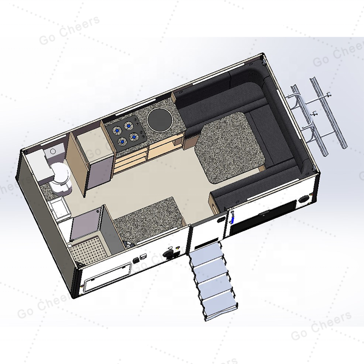 GO CHEERS Factory Demountable Flatbed Truck Camper Pods Mercedes Unimog Expedition Camper Truck Box Camper for sale