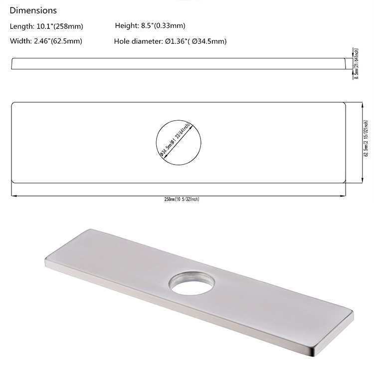 10 inch Stainless Steel 304 Kitchen Bathroom Sink Faucet Hole Cover Deck Base Plate