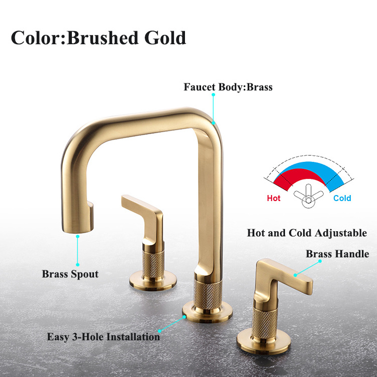 Brass Hot and Cold Water Deck Mounted Brushed Gold 8