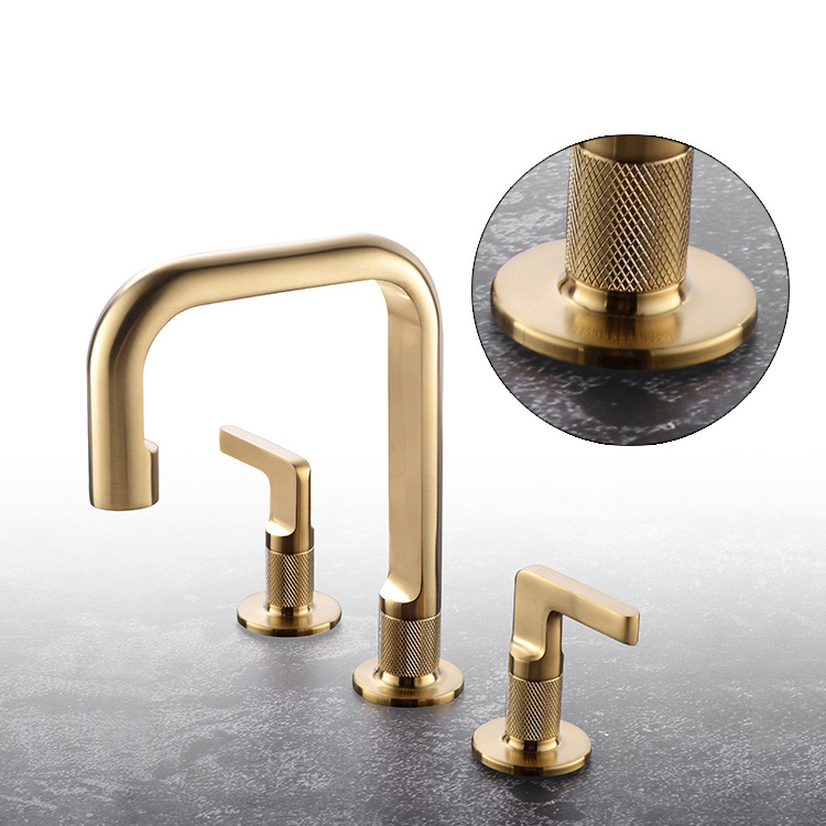 Brass Hot and Cold Water Deck Mounted Brushed Gold 8