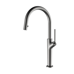 Wholesale Gun Grey Brass 360 Swivel Pull Down Spray Gooseneck Sink Mixer Faucet Taps Kitchen Faucet