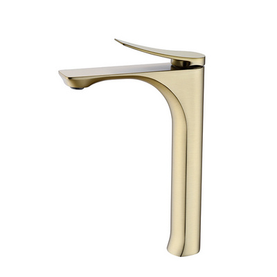 Cold Hot Brushed Gold Bath Taps and Faucets Single Handle Brass Bathroom Sink Faucet