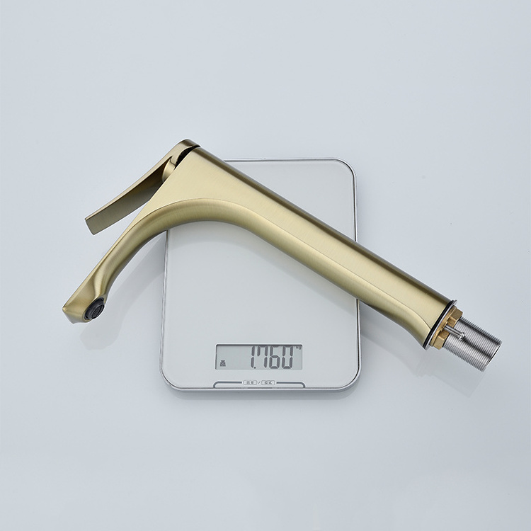 Cold Hot Brushed Gold Bath Taps and Faucets Single Handle Brass Bathroom Sink Faucet