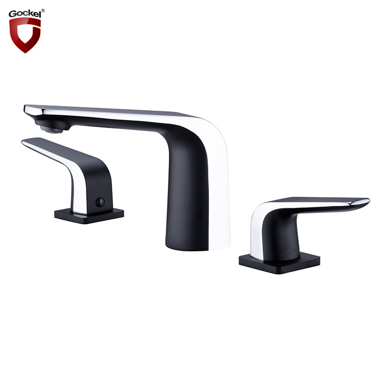 Commercial Bathroom Sink Faucet 3 Hole Two Handle Widespread Lavatory Faucets Deck Mount Basin Mixer Tap Faucet