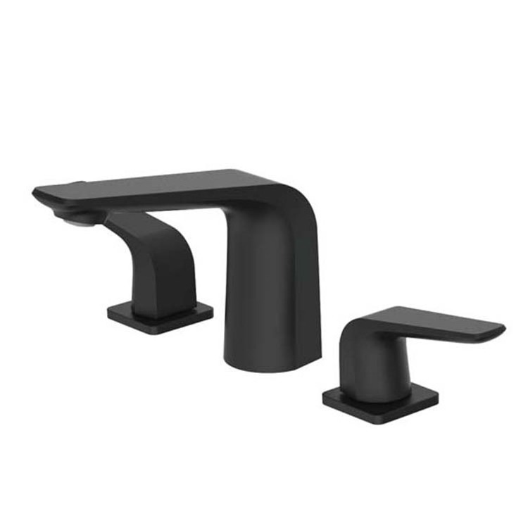 High Quality Modern Dual Handle 3 Holes Matte Black Bathroom Sink Taps Mixer Basin Faucet