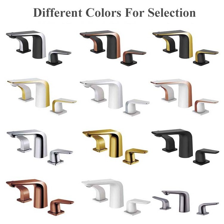 High Quality Modern Dual Handle 3 Holes Matte Black Bathroom Sink Taps Mixer Basin Faucet