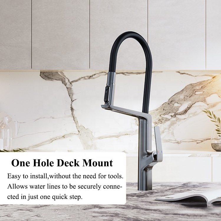 TiK Tok Single Handle Hot Cold Water Tap 360 Degree Swivel Spout Pull Down Kitchen Faucet with Water Purifier