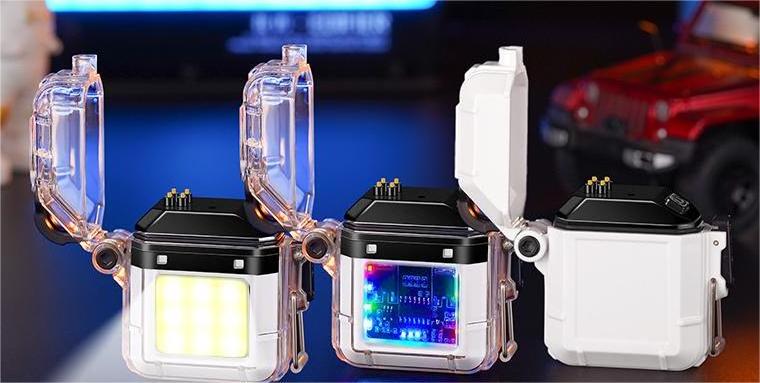 New arrival transparent dual arc lighter dual arc electric lighter  with COB illuminators usb electronic lighter