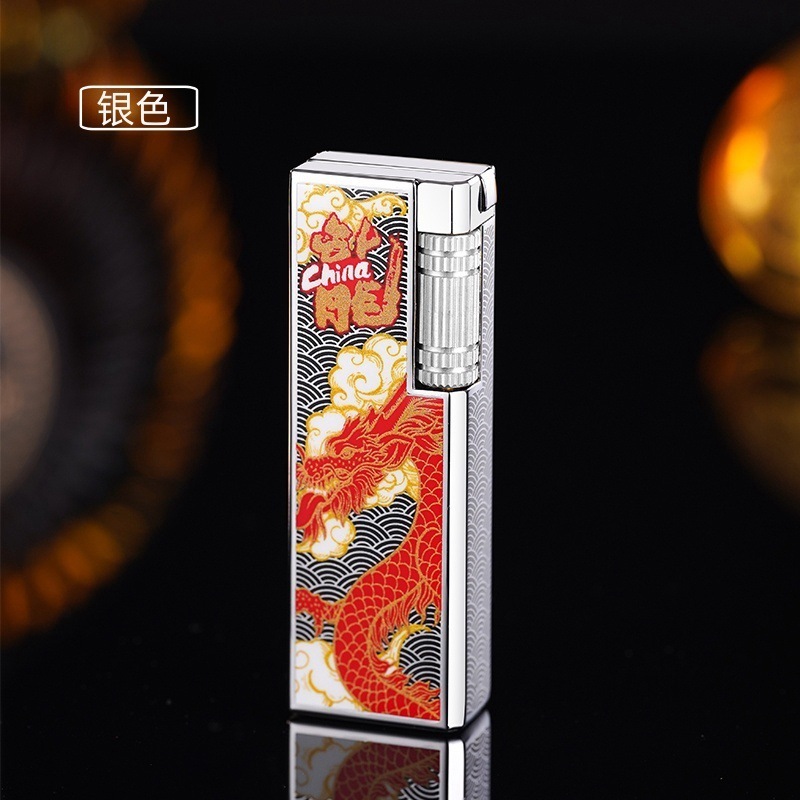 Engraving dragon lighter Windproof cigarette lighter Wholesale flame gas lighter smoking accessories lighter logo