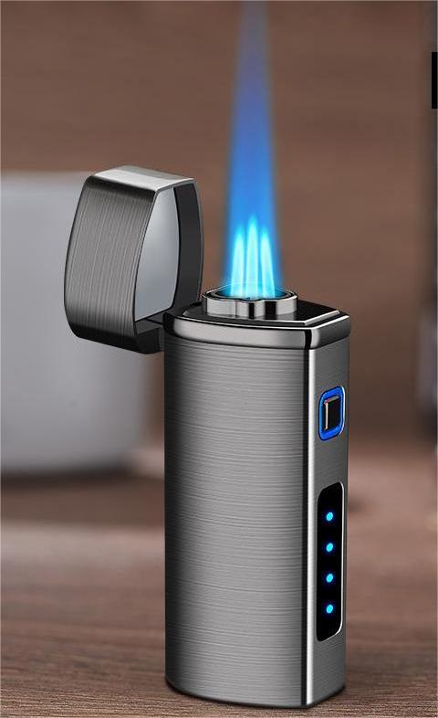 Factory Direct sell zinc alloy 3 Jet torch lighter Gas with USB rechargeable triple Jet flame lighter with cigar cutter