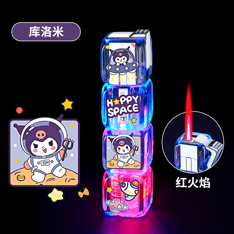 Lovely Hello kitty kulumi cartoon luminous dice lighter gas torch lighter windproof lighter manufacturer