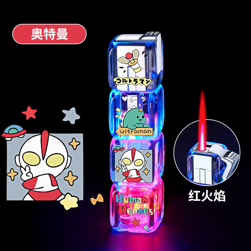 Lovely Hello kitty kulumi cartoon luminous dice lighter gas torch lighter windproof lighter manufacturer