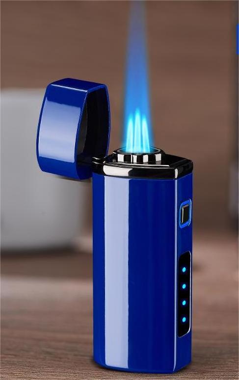 Factory Direct sell zinc alloy 3 Jet torch lighter Gas with USB rechargeable triple Jet flame lighter with cigar cutter