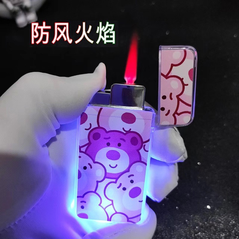 hot sale wholesale fancy design smoking hello kitty shine lighter flash Kuromi lighters transparent cute lighter