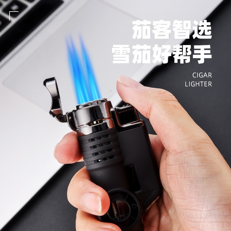 Three Flame Torch Lighter for Cigar & Cigarette & Candle & BBQ, Jet Gas Lighter can be Customer's LOGO cigar smoking lighter