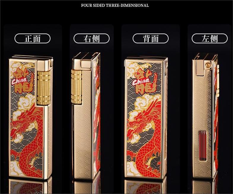 Engraving dragon lighter Windproof cigarette lighter Wholesale flame gas lighter smoking accessories lighter logo