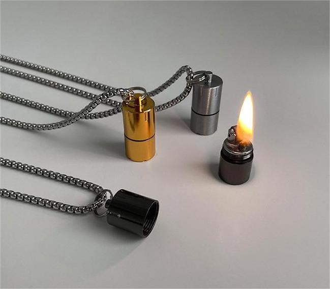 hot sales creative cool lighter necklace kerosene lighter custom logo lighters good gifts for wen and women