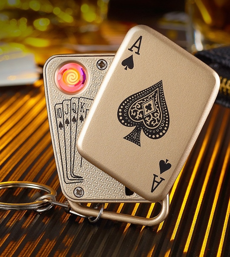 Creative godblaze USB electric key chain mahjong ace pf spades lighter ace lighter smoking gas lighter ace of spades lighter