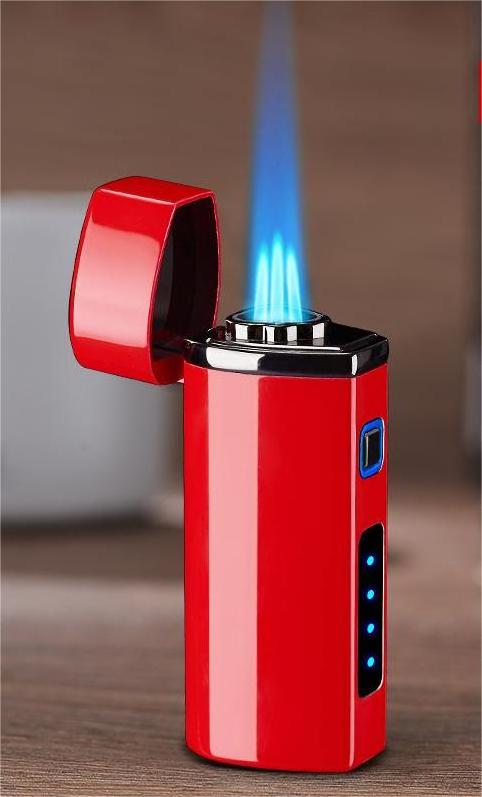 Factory Direct sell zinc alloy 3 Jet torch lighter Gas with USB rechargeable triple Jet flame lighter with cigar cutter