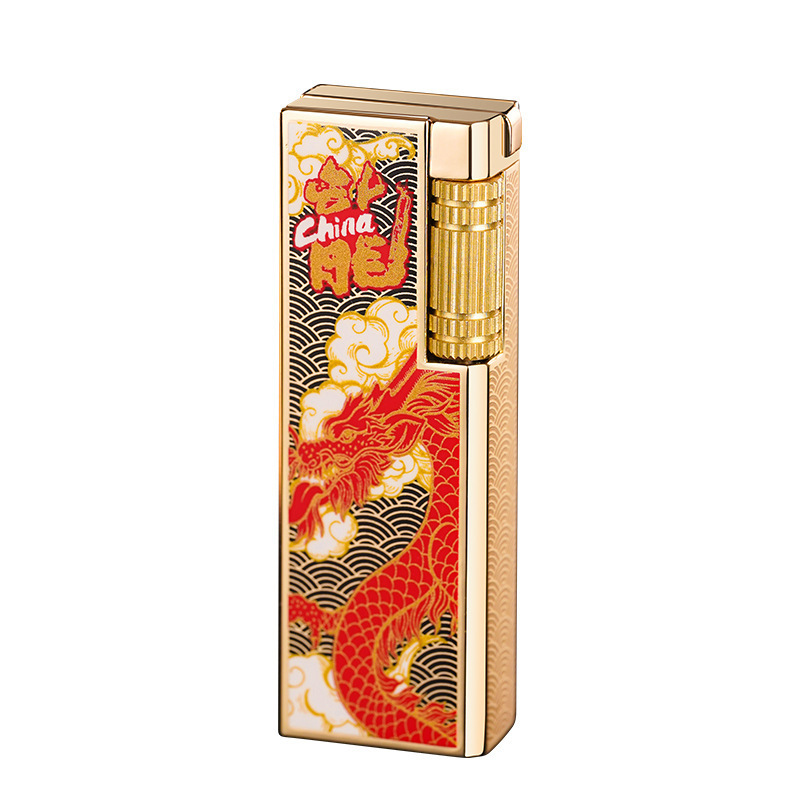 Engraving dragon lighter Windproof cigarette lighter Wholesale flame gas lighter smoking accessories lighter logo