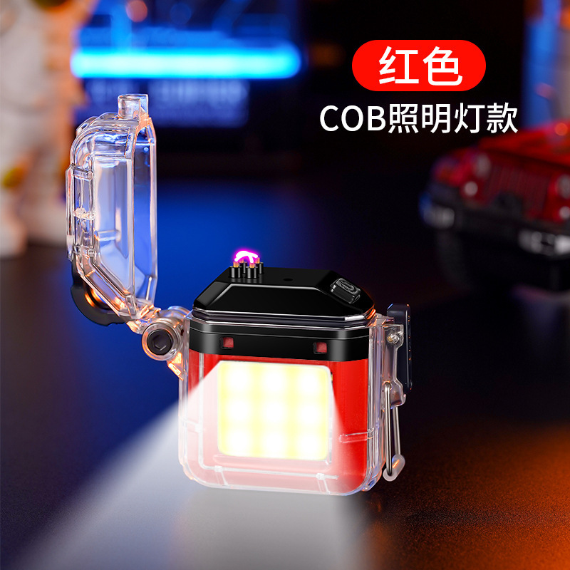 New arrival transparent dual arc lighter dual arc electric lighter  with COB illuminators usb electronic lighter