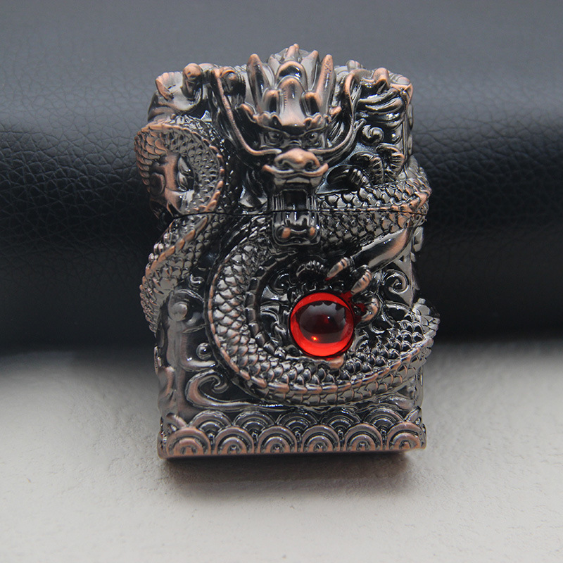 hot sales carving magic heavy dragon lighters windproof fire vintage kerosene cigarette lighter dragon