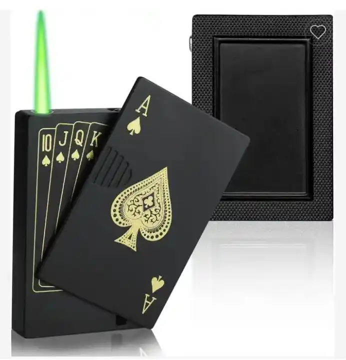 Windproof green flame black poker lighter poker lighter butane lighter gas