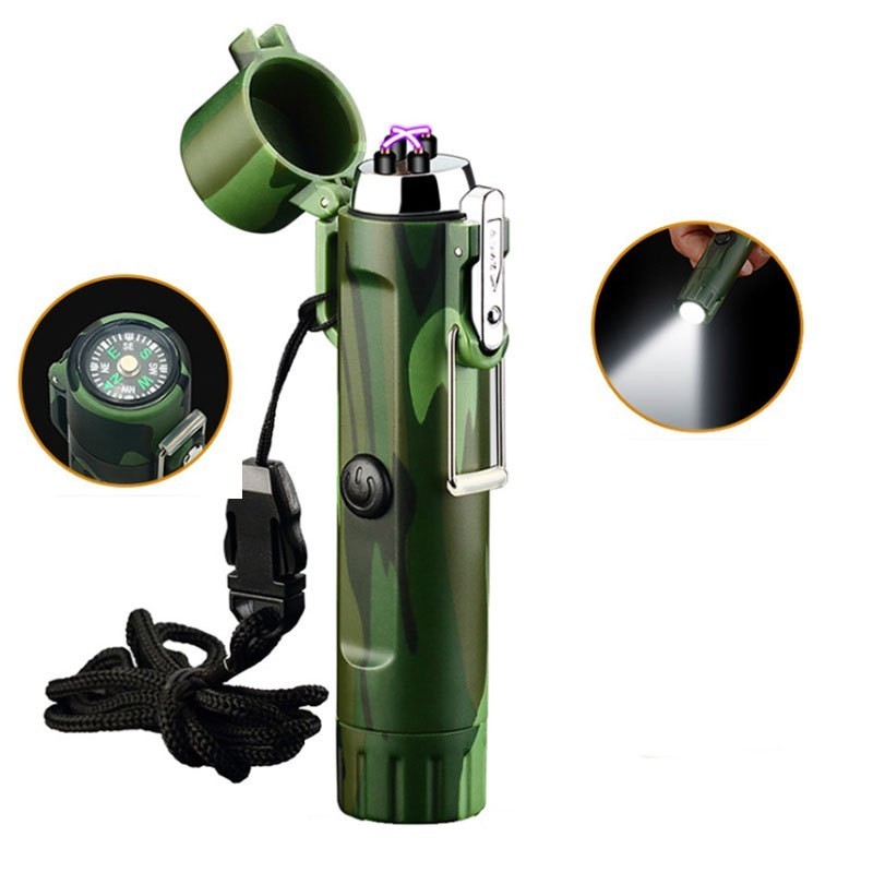 custom durable electronic compass lighter torch rechargeable lighter electric usb waterproof lighter torch waterproof