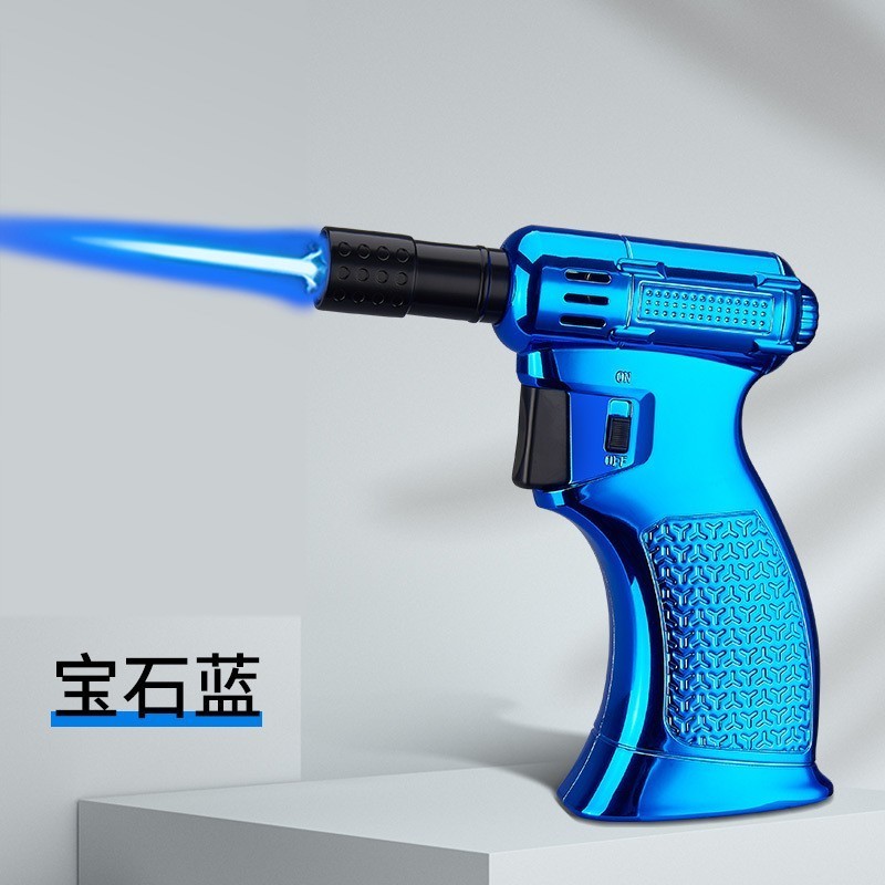 Gas refilling cheap tool metal custom logos  bendable BBQ gun shaped Lighter with flashlight torch fake gun lighter