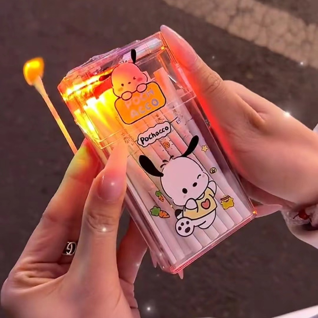 customized logo is welcome Lovely hello kitty melody cigarette cartoon box waterproof cigarette case with lighter