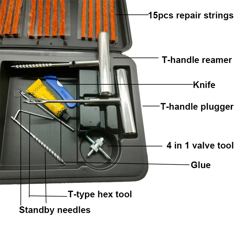 23PCS Tire Repair Kit for Car, Motorcycle, ATV, Jeep, Truck, Tractor Flat Tire Puncture Repair