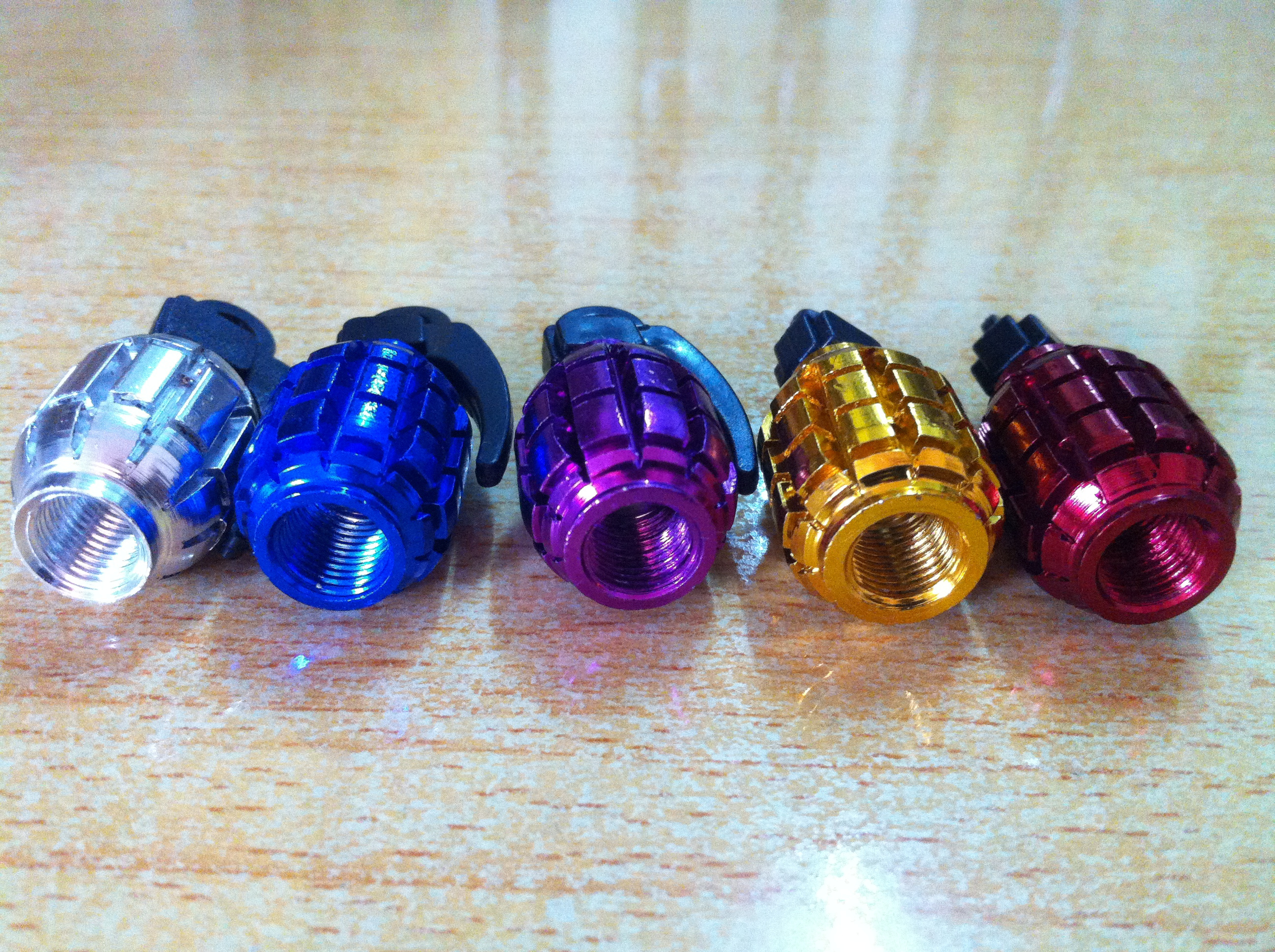 Aluminum Colorful Valve Cap ,Universal Wheel Car Bike Tire Air Valve Dust Cap  with Grenade appearance