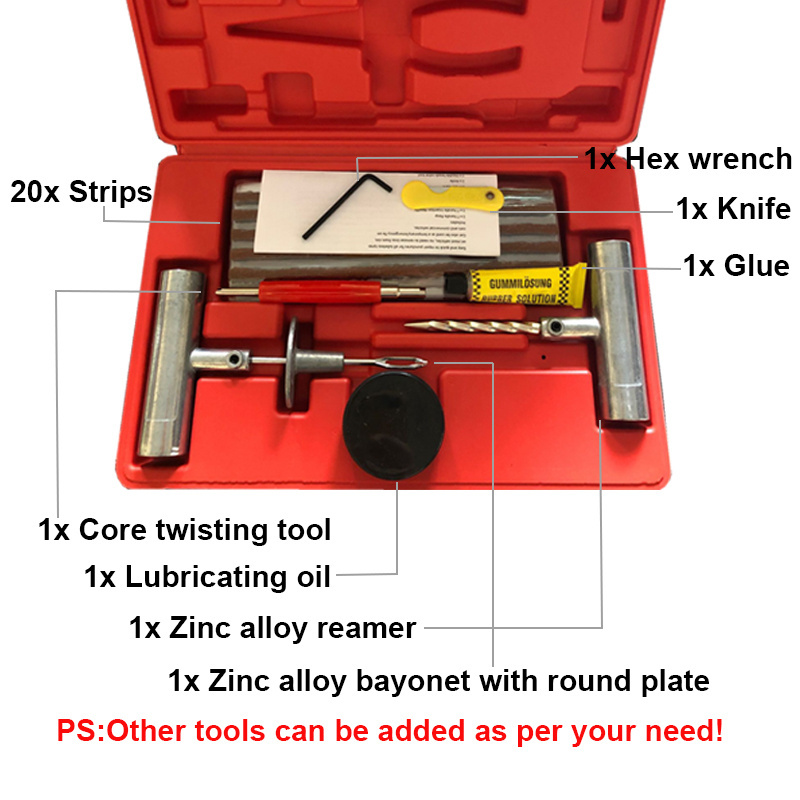 27 Pieces Universal Heavy Duty Tire Repair Tool Kit  for Tires on Cars, Trucks, Motorcycles, ATV