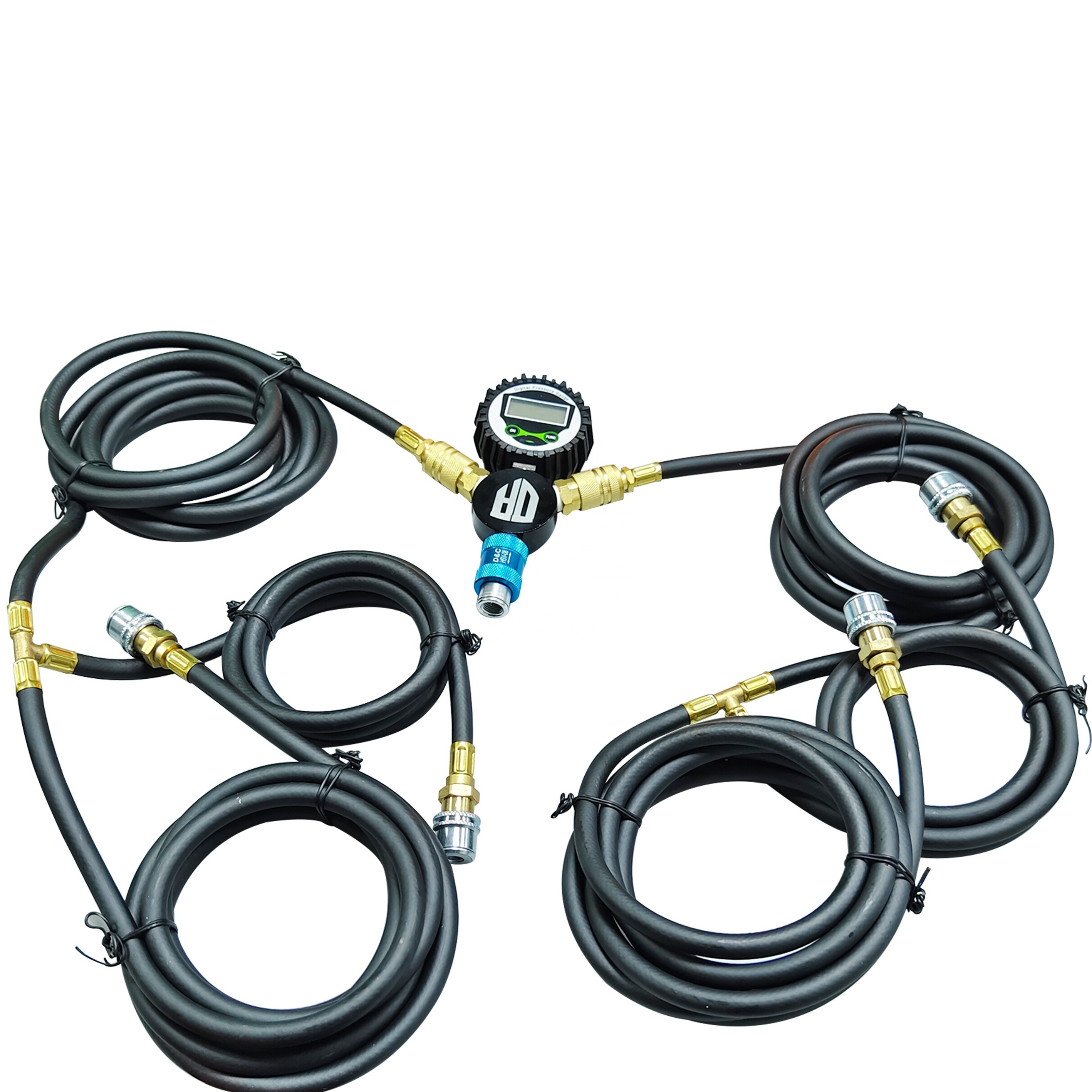 Digital gauge 4 Way Manifolds with Hose Air Up and Down Tire Inflate Deflator System for Off Road  accessories