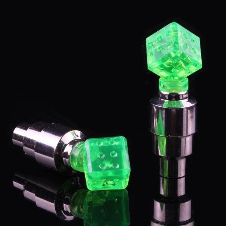 New LED Dice Shape luminous Colorful Light Tire Valve Caps glow in night