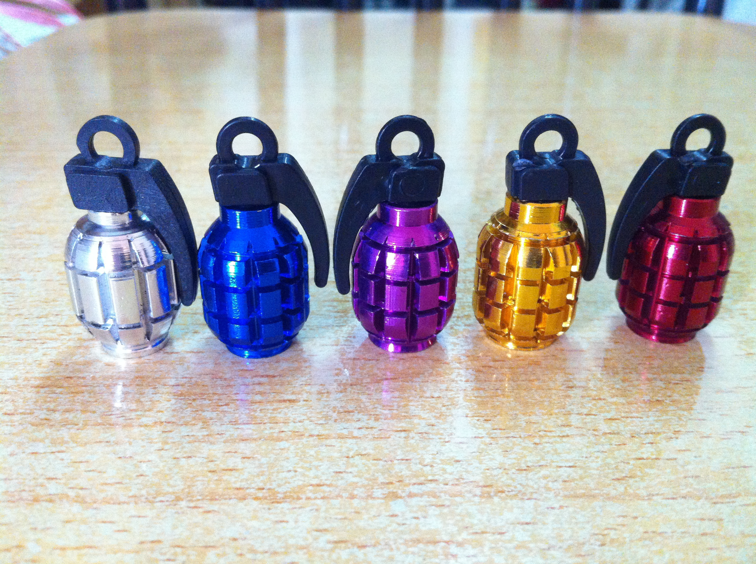 Aluminum Colorful Valve Cap ,Universal Wheel Car Bike Tire Air Valve Dust Cap  with Grenade appearance