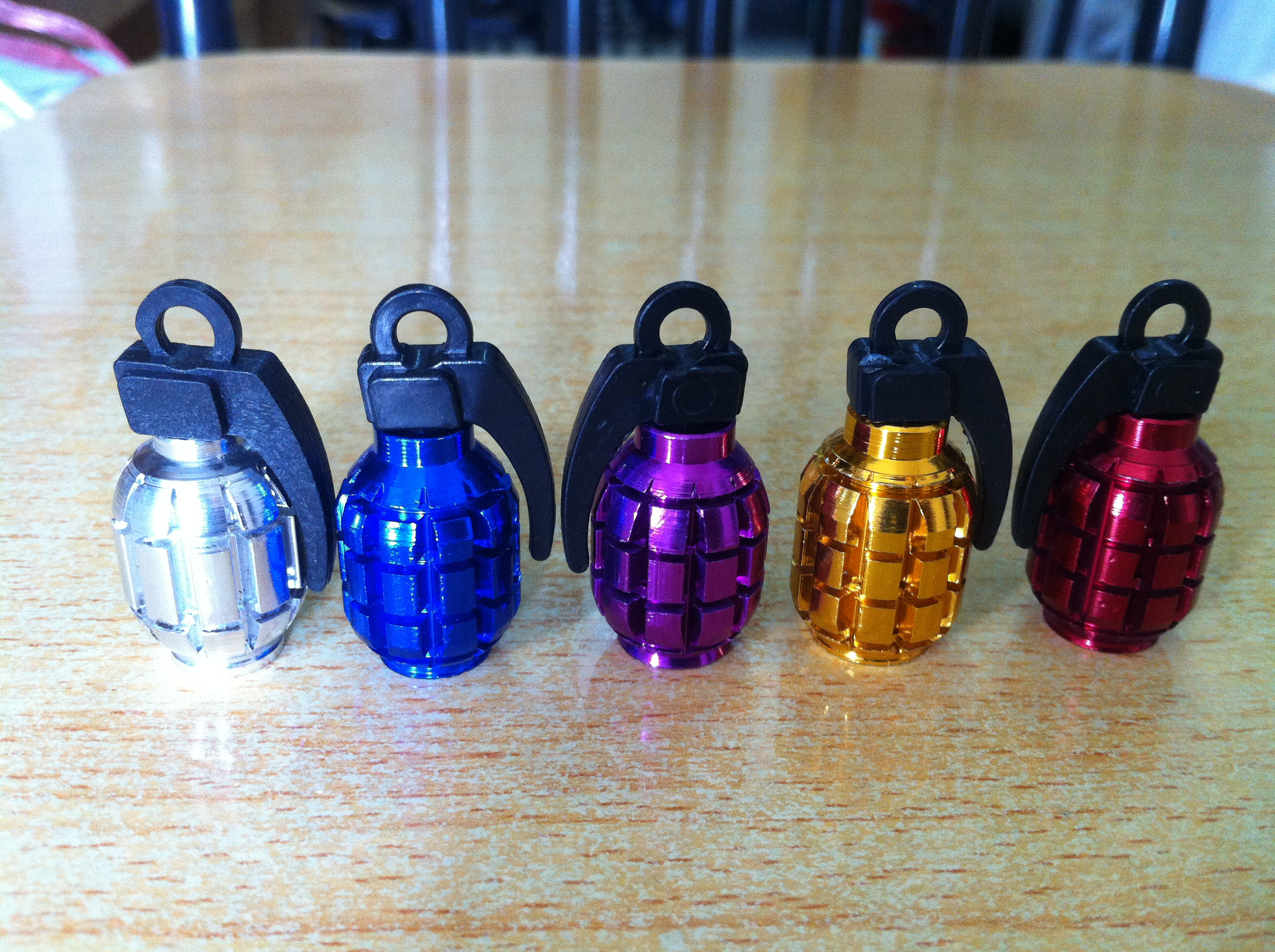 Aluminum Colorful Valve Cap ,Universal Wheel Car Bike Tire Air Valve Dust Cap  with Grenade appearance