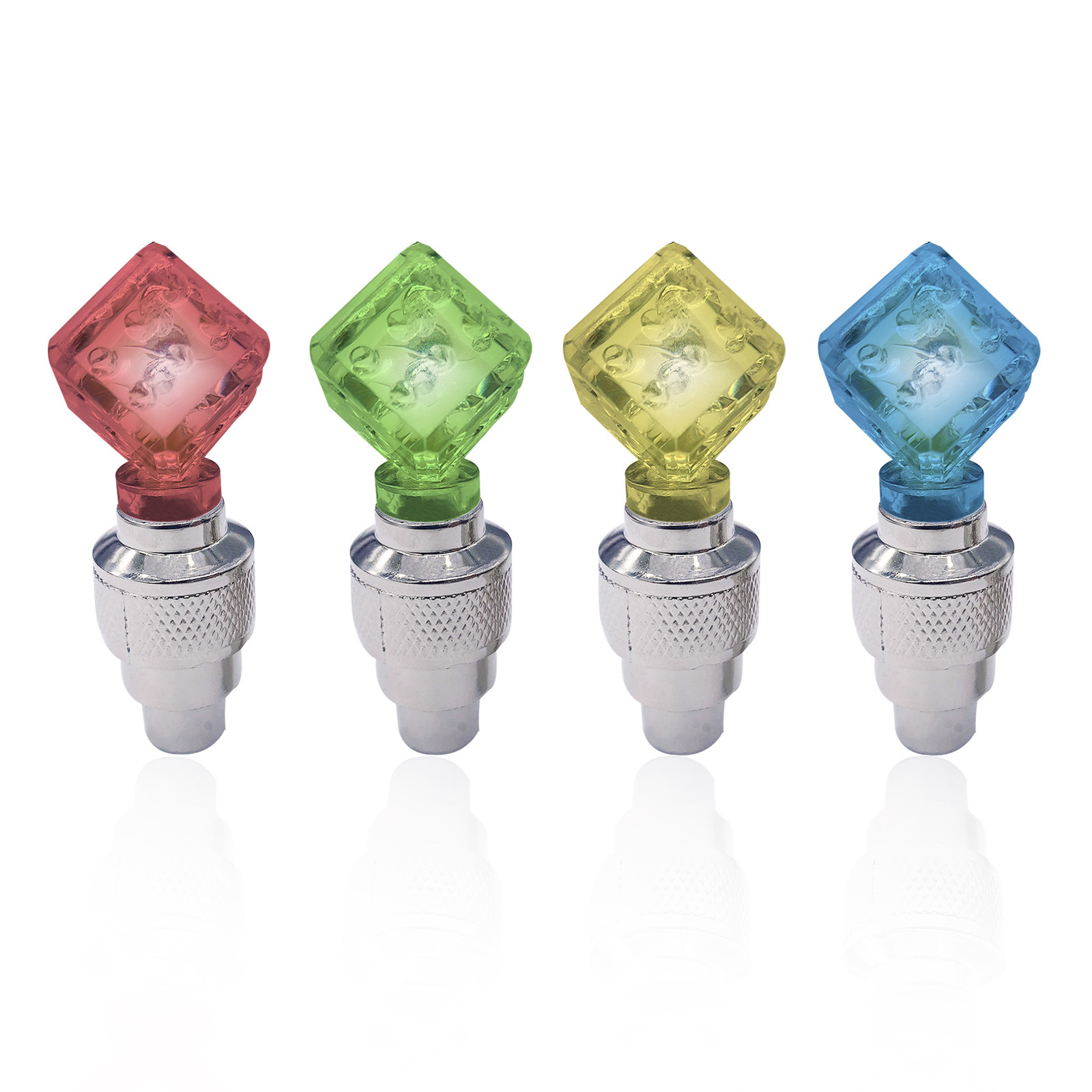 New LED Dice Shape luminous Colorful Light Tire Valve Caps glow in night