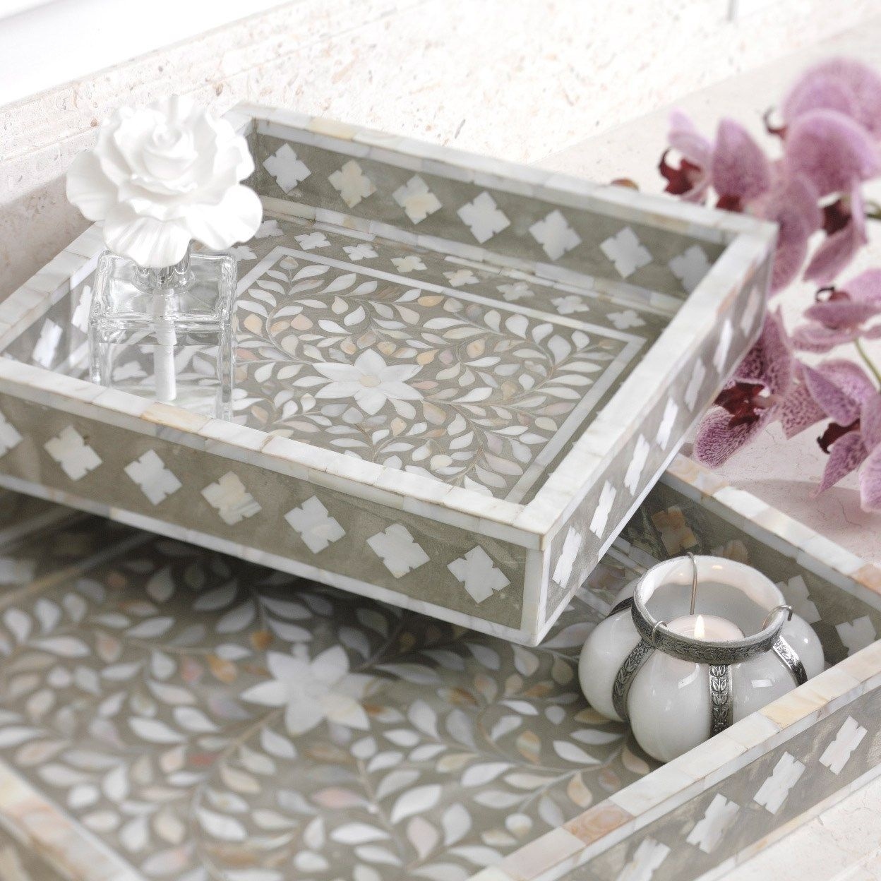 High Quality Bone Inlay Serving Tray For Kitchenware And Tabletop Restaurant Wood Bone Inlay Serving Tray